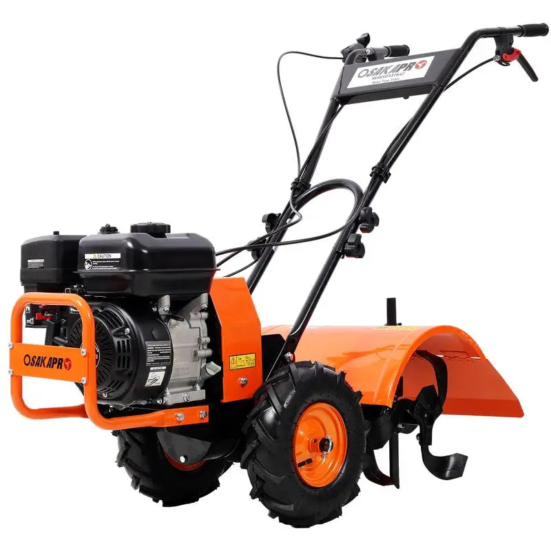 Heavy-Duty Rear Tine Tiller, 7HP Gas Engine, 212CC, 20" Wide, 8" Deep.