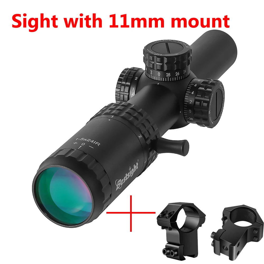 1-5X24 Tactical Optical Rifle Scope. Red and Green Illuminated Reticle.