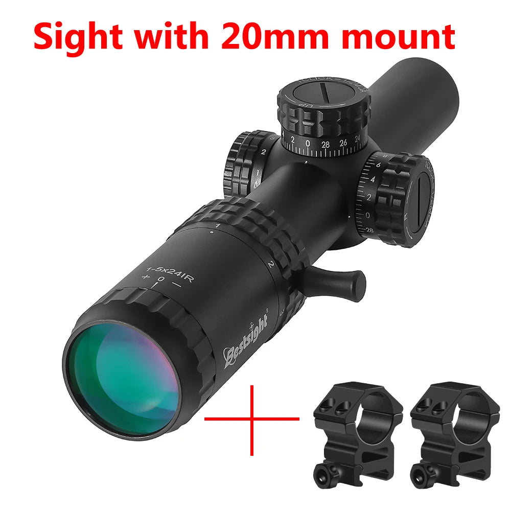 1-5X24 Tactical Optical Rifle Scope. Red and Green Illuminated Reticle.
