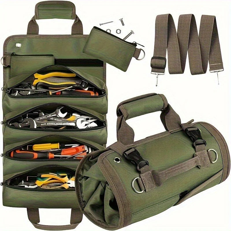 Multi-Purpose Tool Bag. High Quality Professional Multi Pocket Hardware Tools Pouch,Roll UP, Portable Small Tools Organizer Bag.