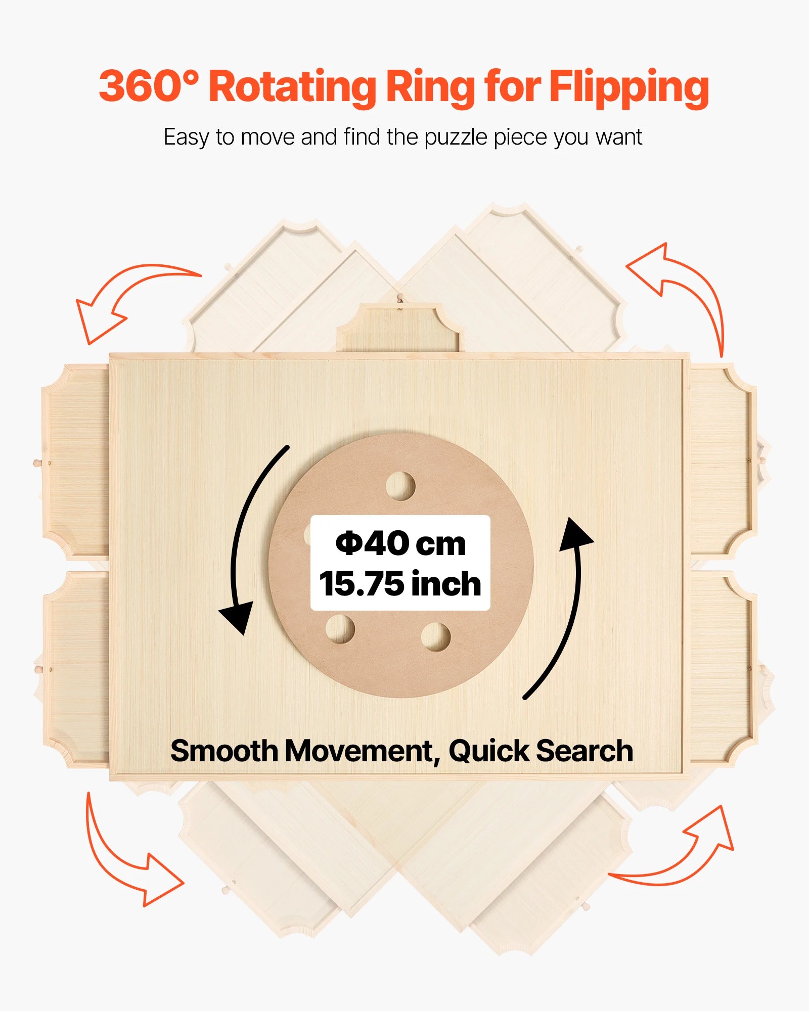 1500 Piece Rotating Puzzle Board with 5 Drawers and Cover. Jigsaw Puzzle Wooden Table