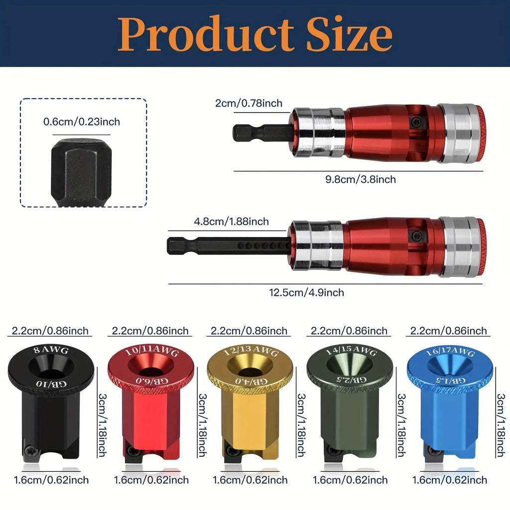 8 In 1 Bit Stripper And Twist Tool Set - Industrial-Grade Electrician Quick Stripping Kit.