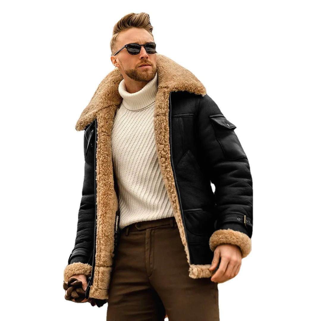 Men's Winter Jacket. Casual, Solid Color. Cotton.
