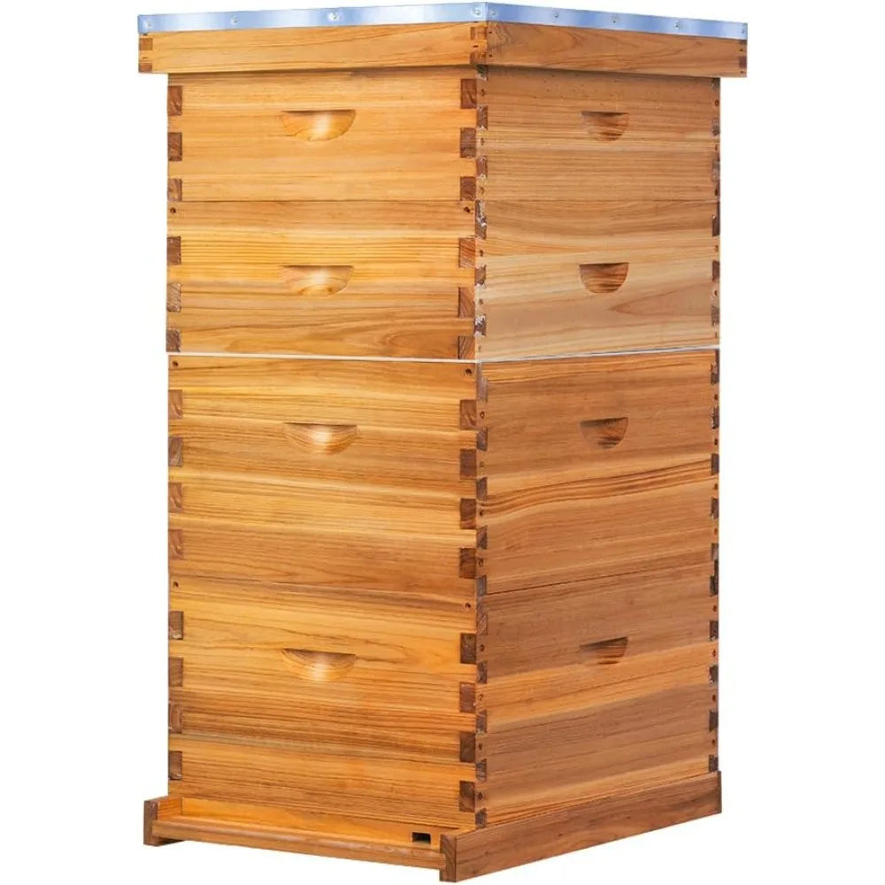 10 Frame Bee Hives, Hive Include 2 Deep Bee Box 2 Medium Beehive Box With Bee Frames And Wax Foundation.