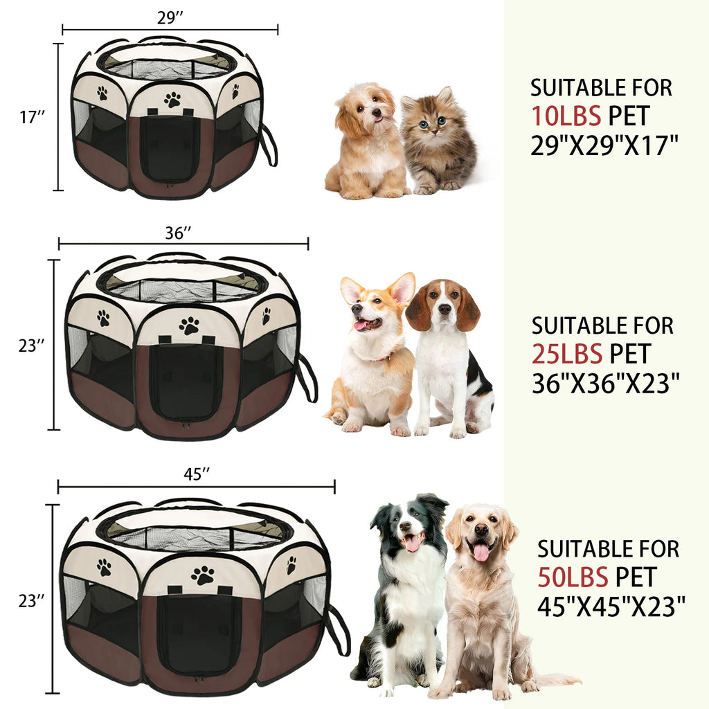 Foldable Pet Playpen for Dogs & Cats - Durable Oxford Cloth with Removable Zipper.