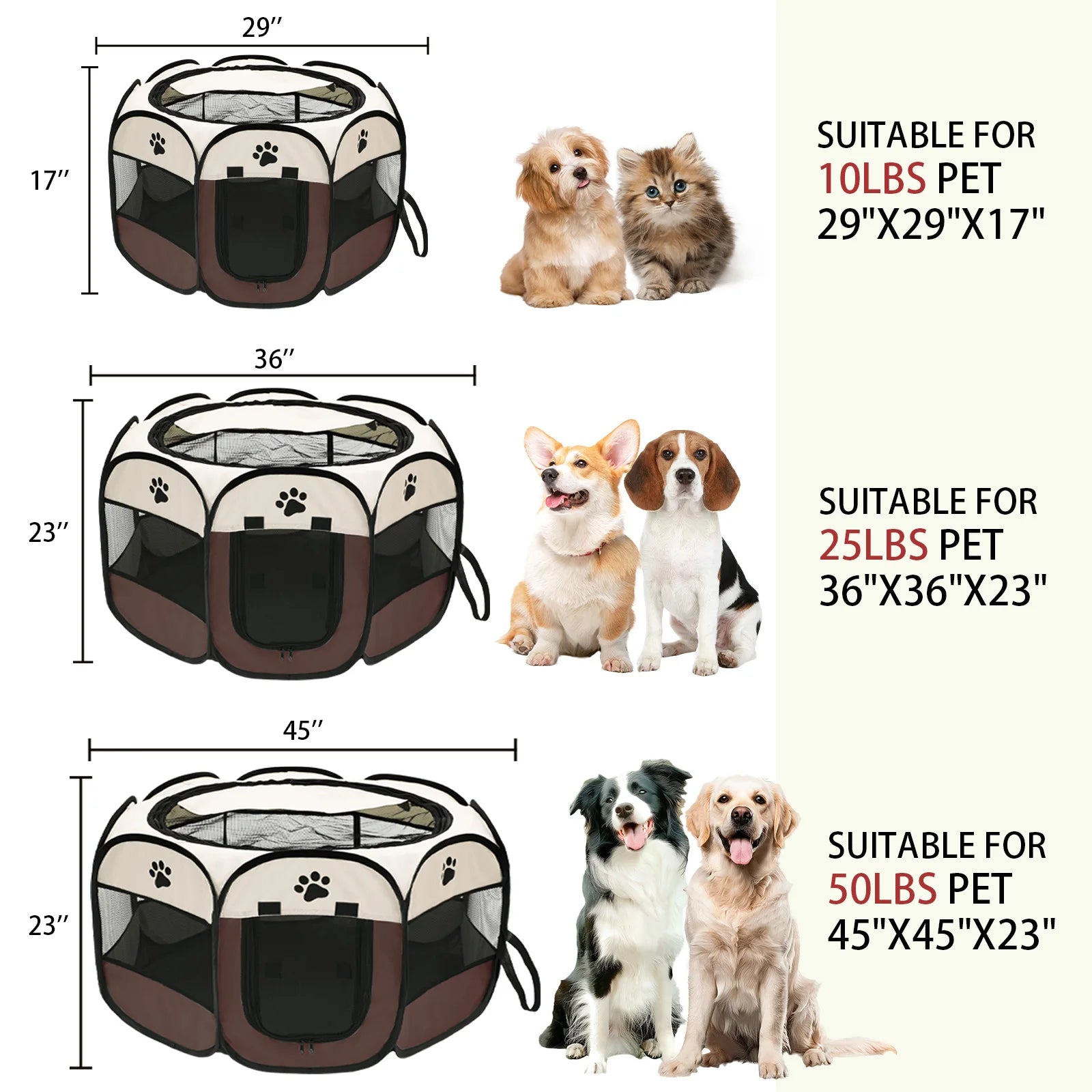Foldable Pet Playpen for Dogs & Cats - Durable Oxford Cloth with Removable Zipper.