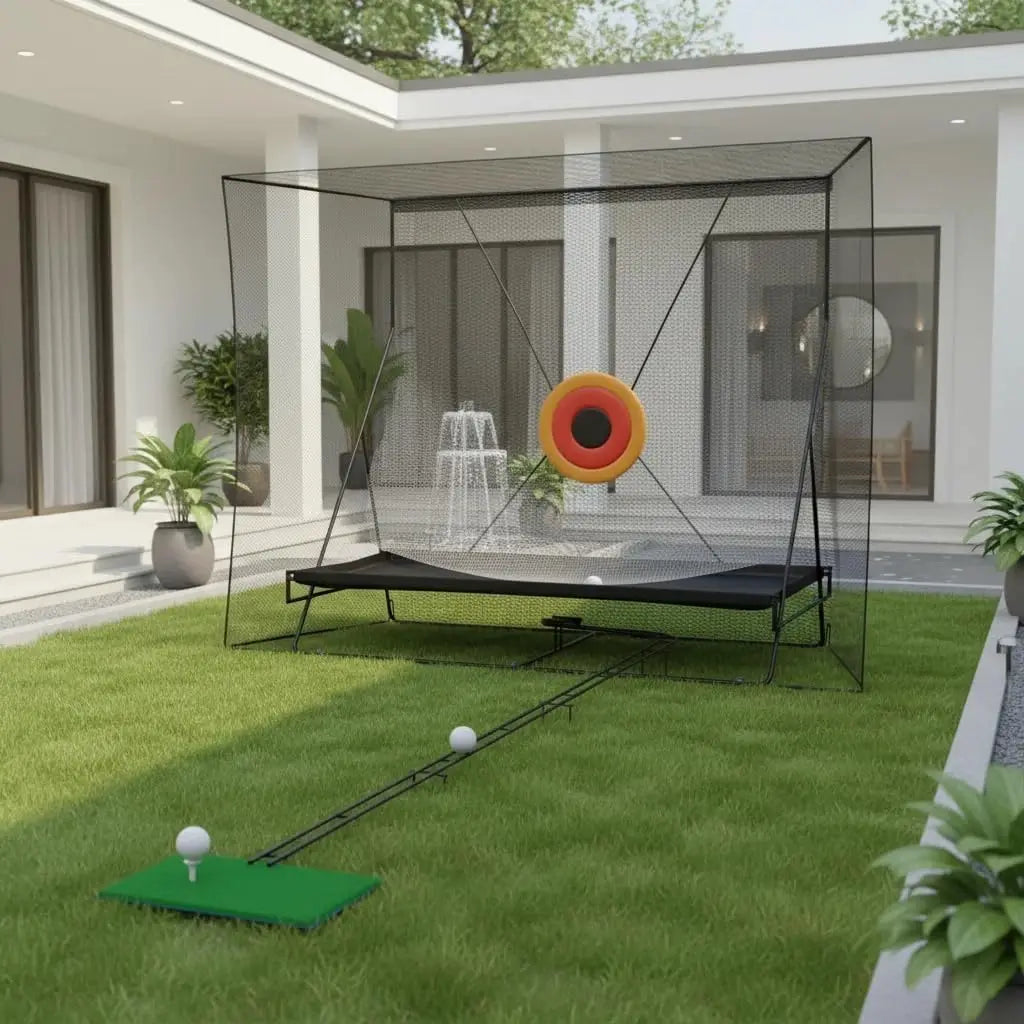 Golf Cage 10x8Ft Practice Hitting Net with Ball Return Ball Blanket for Backyard Indoor Chipping Practice Swing Training Nets