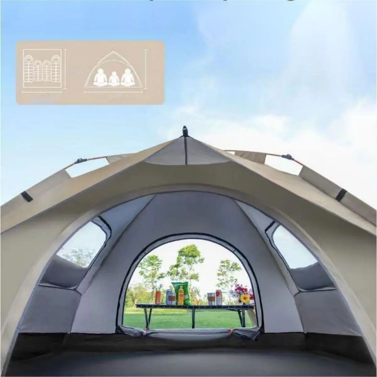 Automatic Quick-Opening Tent. Two Doors And Two Windows.