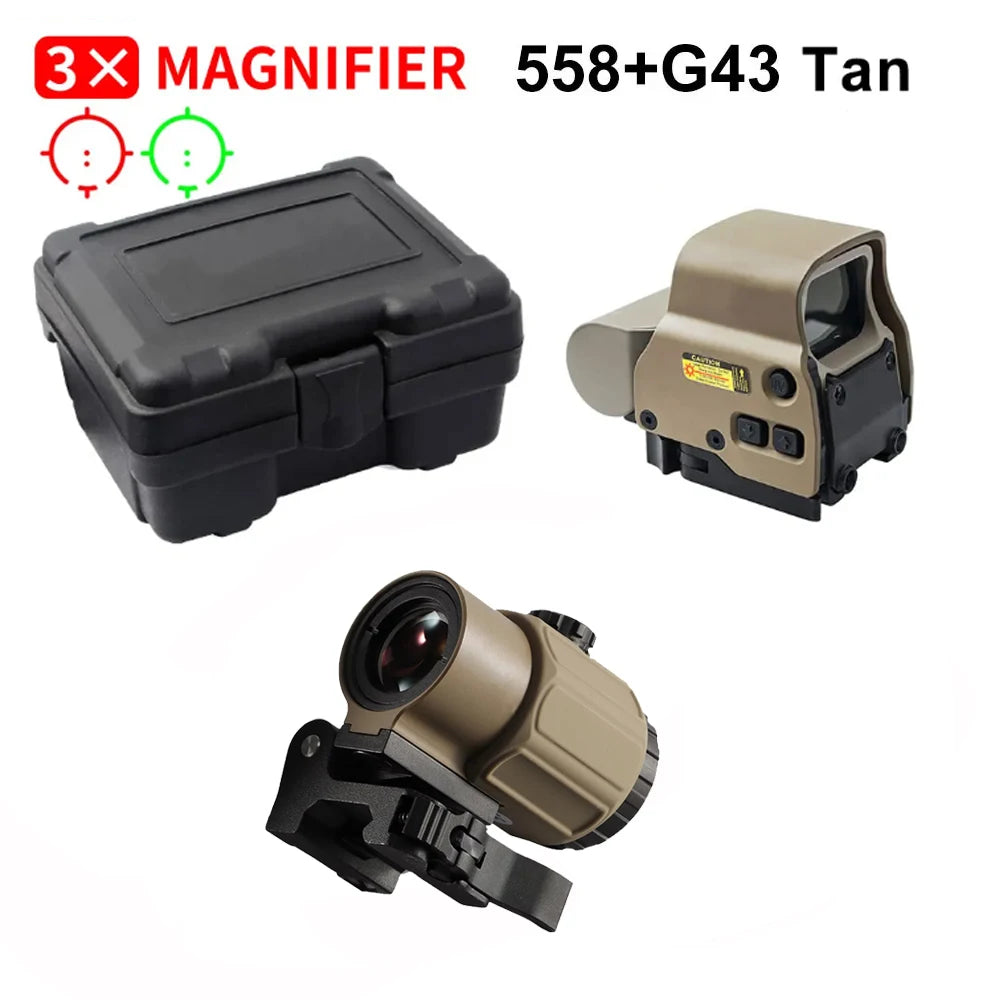 558+G43 Holographic Collimator Sight. 558+G33/G45 Red Dot Optic Sight. W/20mm Rail Mounts&Quick Detach Lever.
