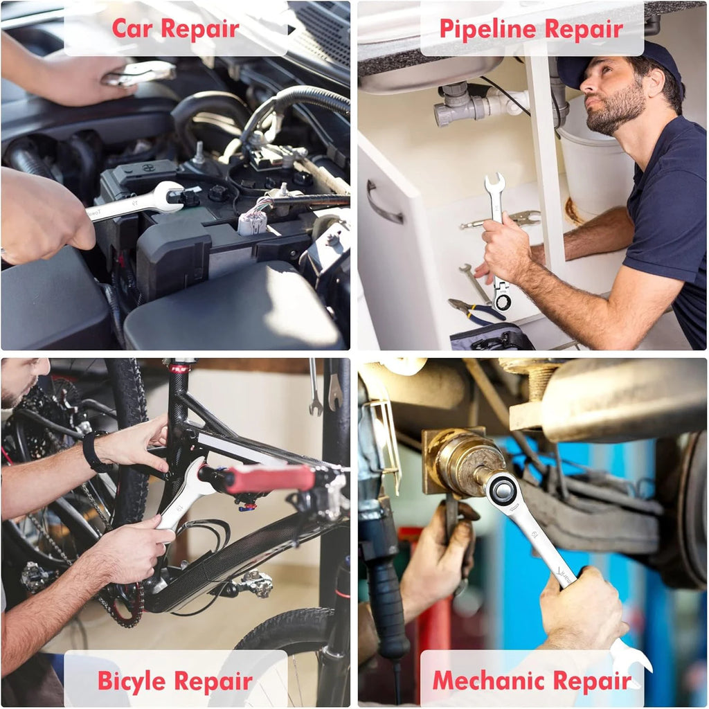 20pcs Standard Combination Ratcheting Wrench Set, 72-Teeth Cr-V Steel With Storage Bag.