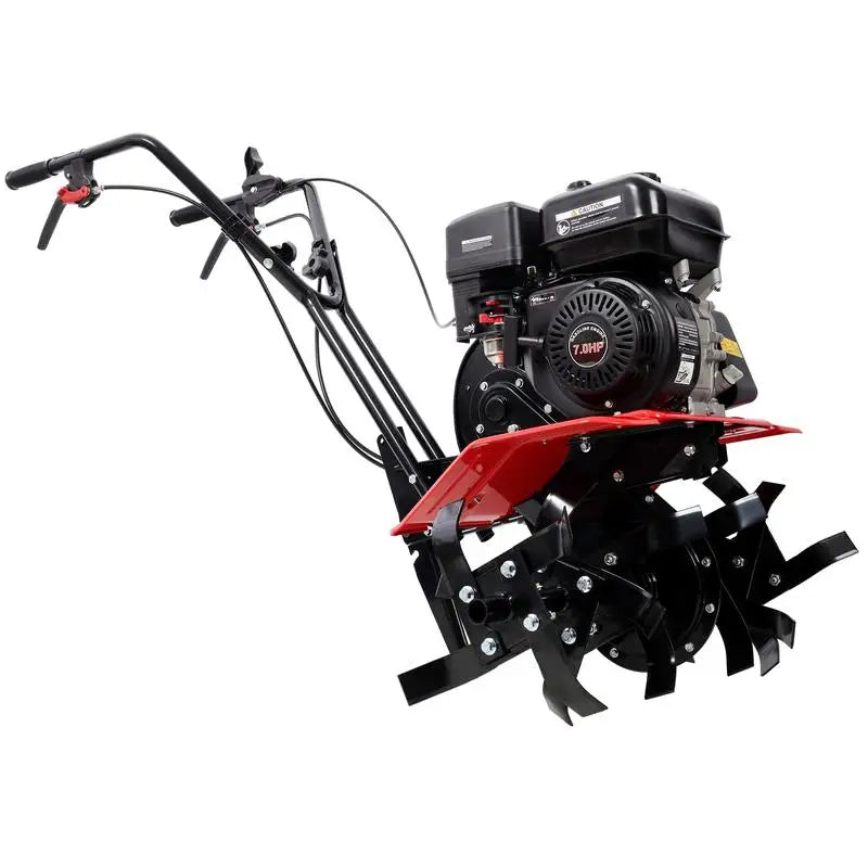 Heavy Duty Power Tiller, 7HP Gas Engine, 212CC, 6 Blades, 32.5" Wide Cultivator, 10" Deep.