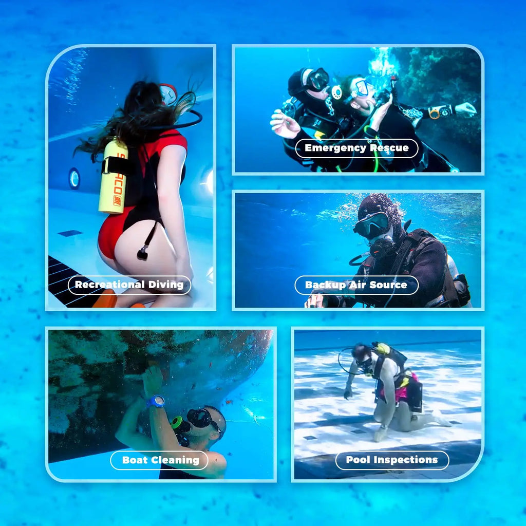 SMACO Mini Scuba Tank Kit - 0.5L -  3000 PSI Max Pressure - 30-35 Min Dive Time.