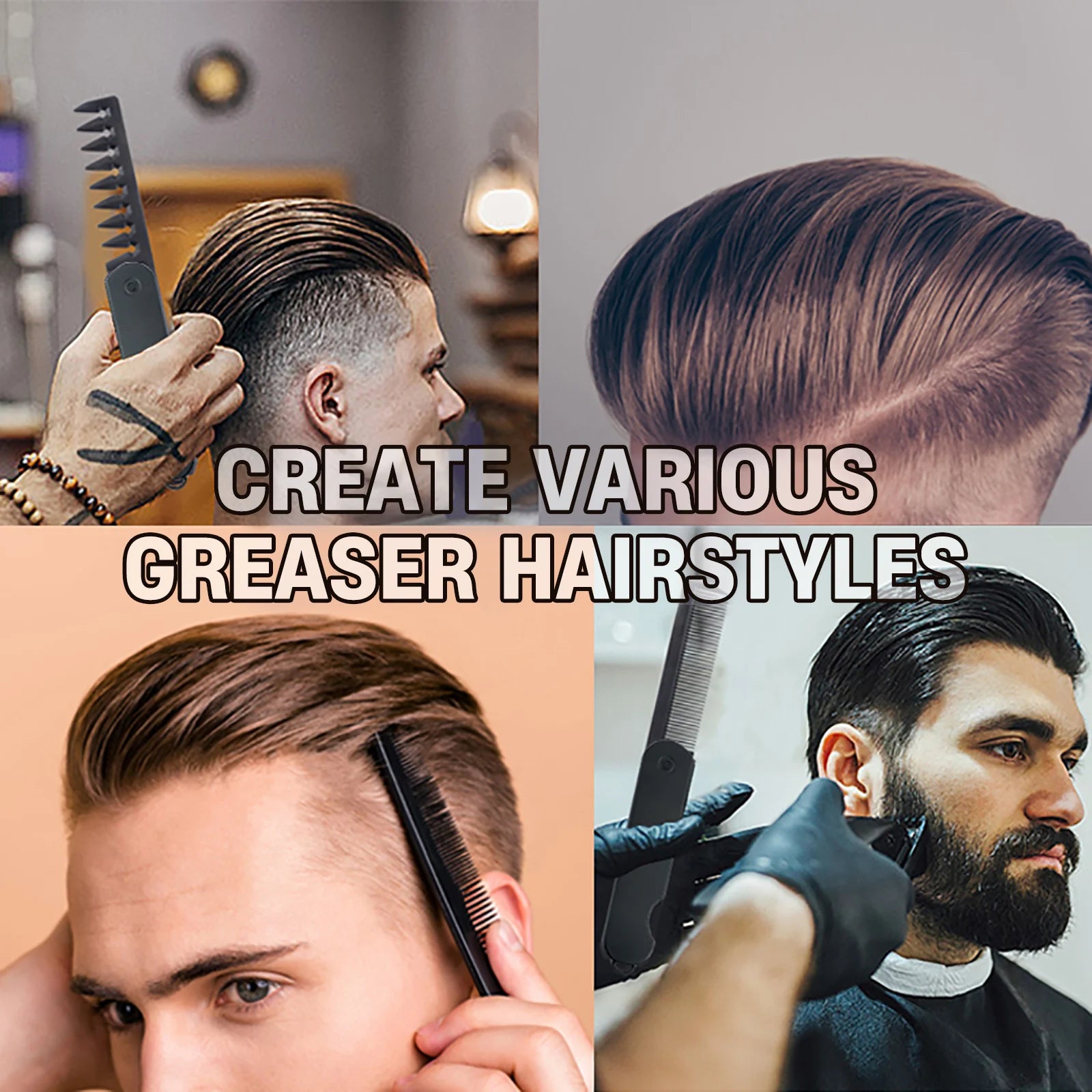 New 2 In 1 Folding Combs. Plastic Wide Tooth, Oil Head Comb. Beard, Hair Styling Tools.