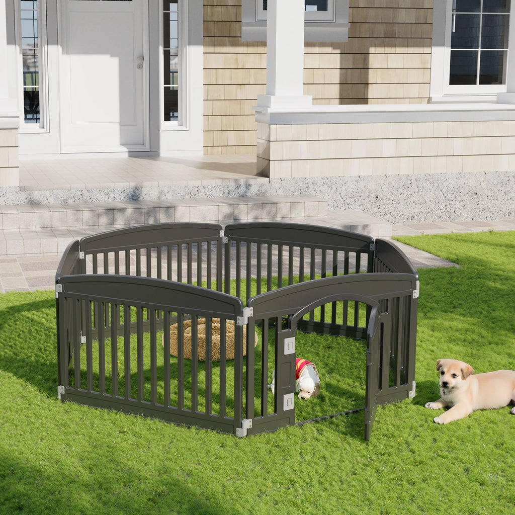 JHK Plastic Dog Playpen. 6 Panel- 24IN Expandable Pet Fence.