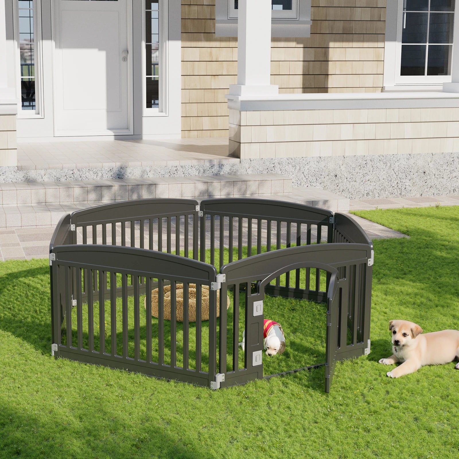 JHK Plastic Dog Playpen. 6 Panel- 24IN Expandable Pet Fence.