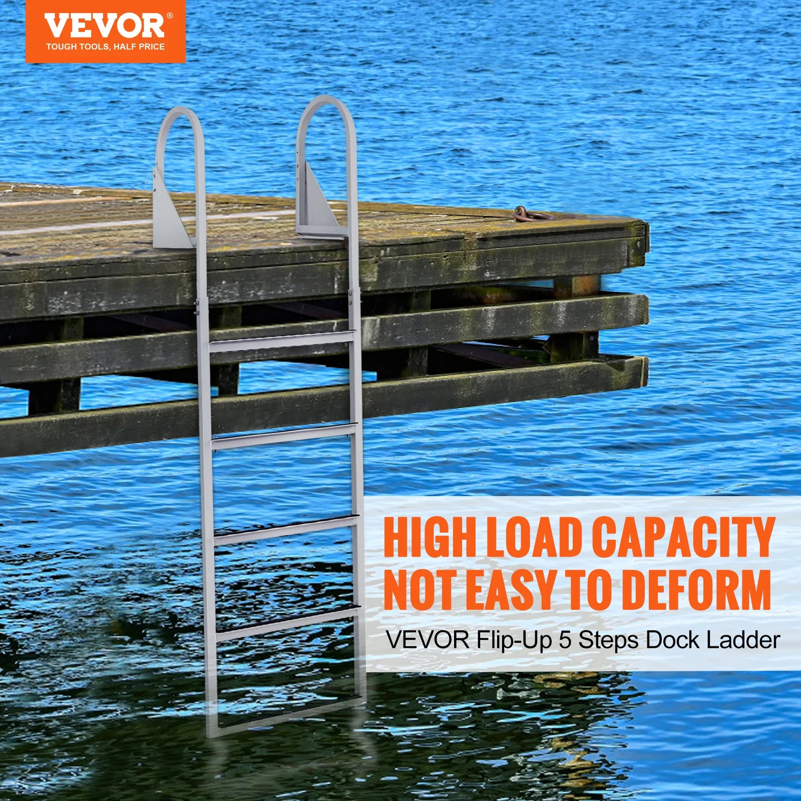 VEVOR 3/4/5 Steps Flip Up Dock Ladder. Boat Boarding.