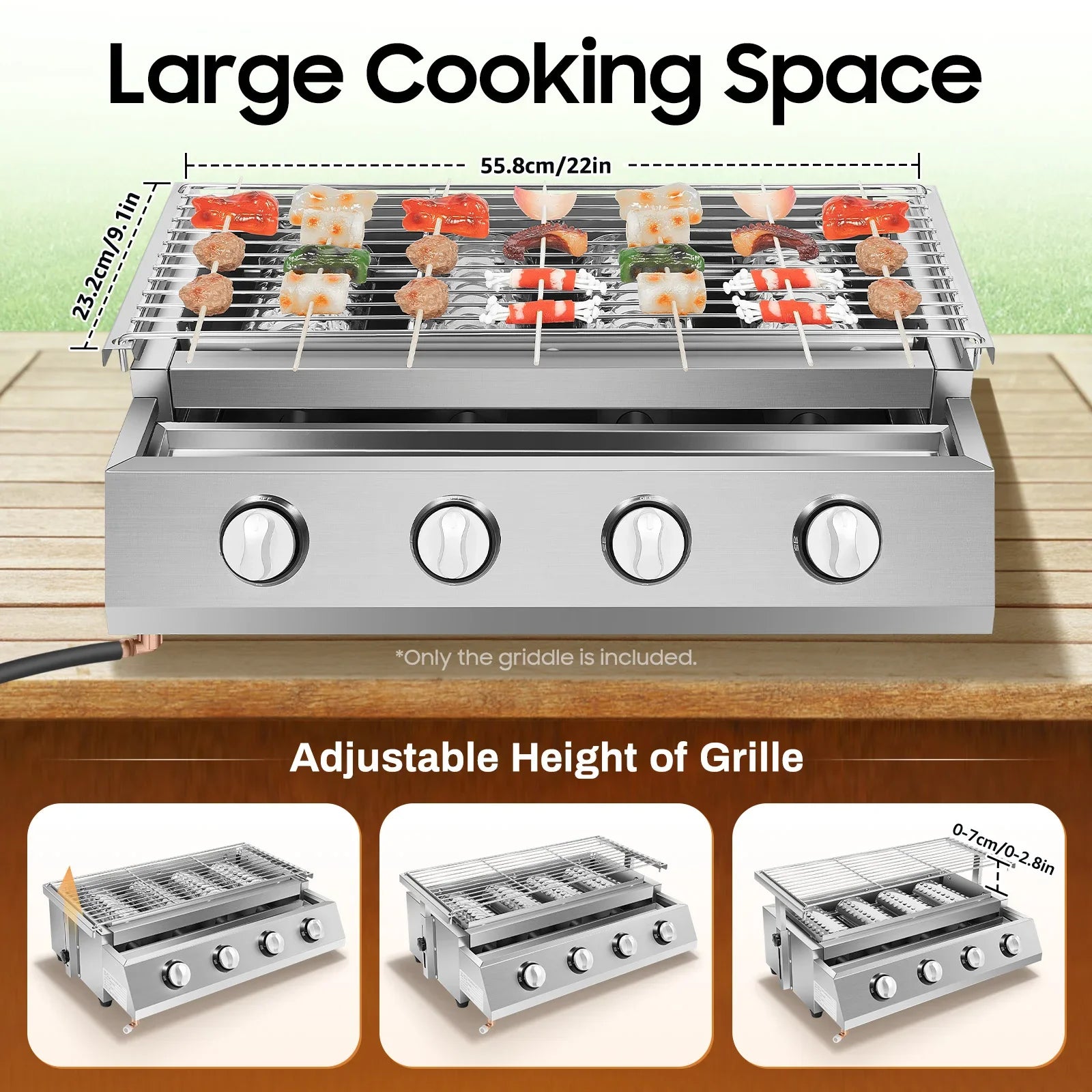 4 Burner BBQ Gas Grill for Camping or Picnics