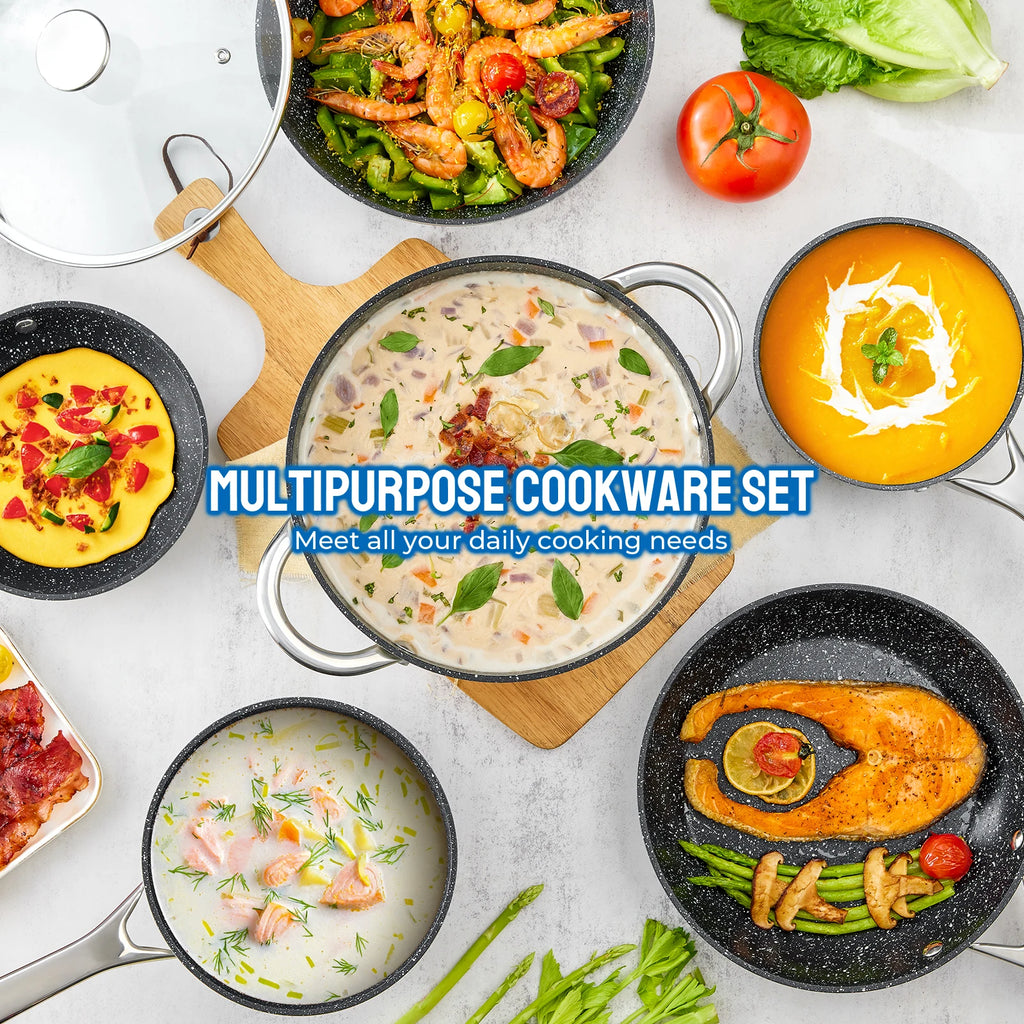 Induction Cookware. Nonstick, 10-Piece, Set Compatible with All Stoves.