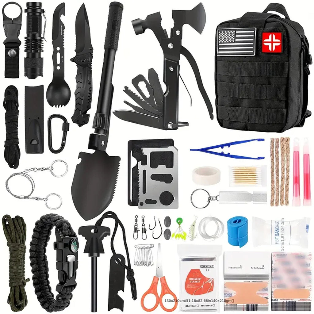 Camping Emergency Equipment. Camping Survival, Multifunctional, First Aid Kits.