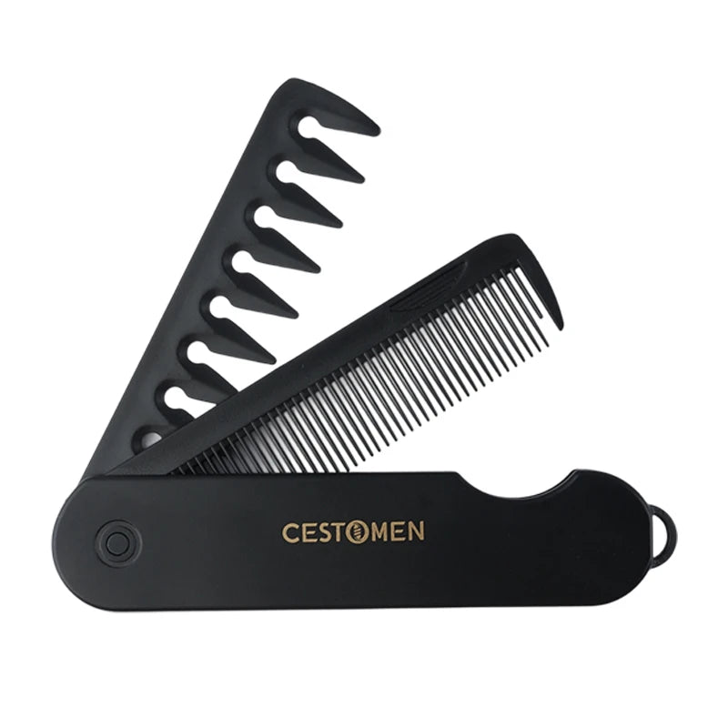 New 2 In 1 Folding Combs. Plastic Wide Tooth, Oil Head Comb. Beard, Hair Styling Tools.