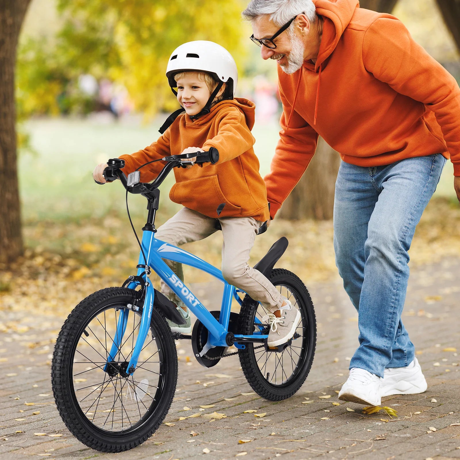 18" Kids Bike - Blue - with Removable Training Wheels.