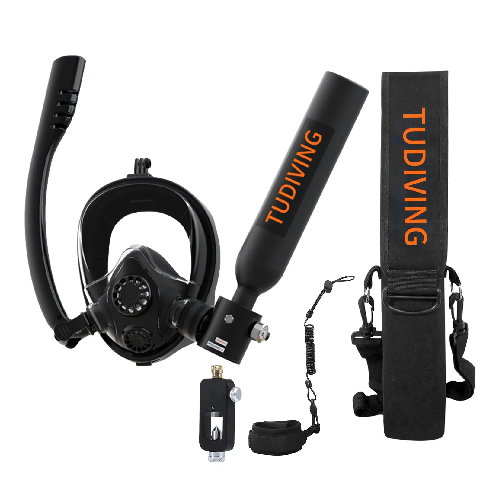 TUDIVING-0.5L Scuba Diving Tank Set with Full Face Snorkel Mask.