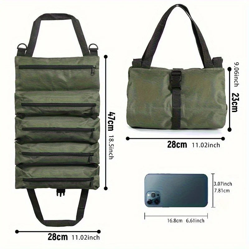 Multi-Purpose Tool Bag. High Quality Professional Multi Pocket Hardware Tools Pouch,Roll UP, Portable Small Tools Organizer Bag.