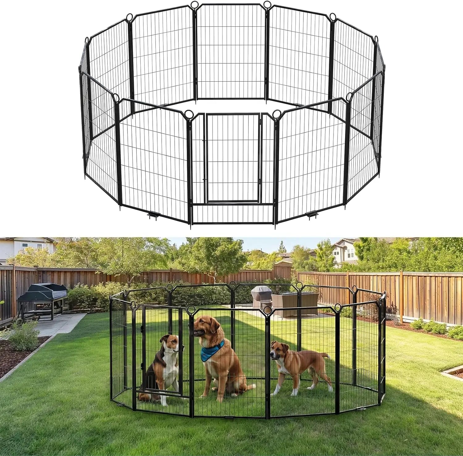 Heavy-Duty Portable Dog Playpen With Low-Step Entry.