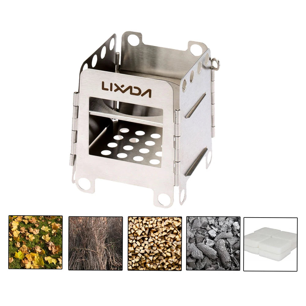 Stainless Steel Outdoor Camping Stove. Portable, Folding Pocket Stove .