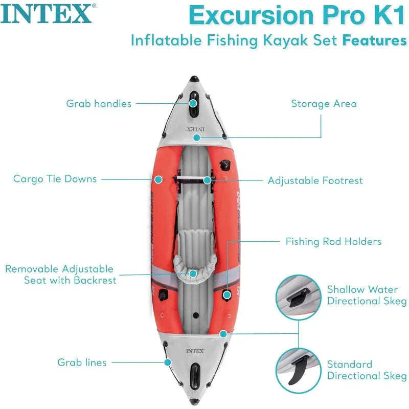 INTEX 68303EP Excursion Pro K1 Inflatable Kayak Set.