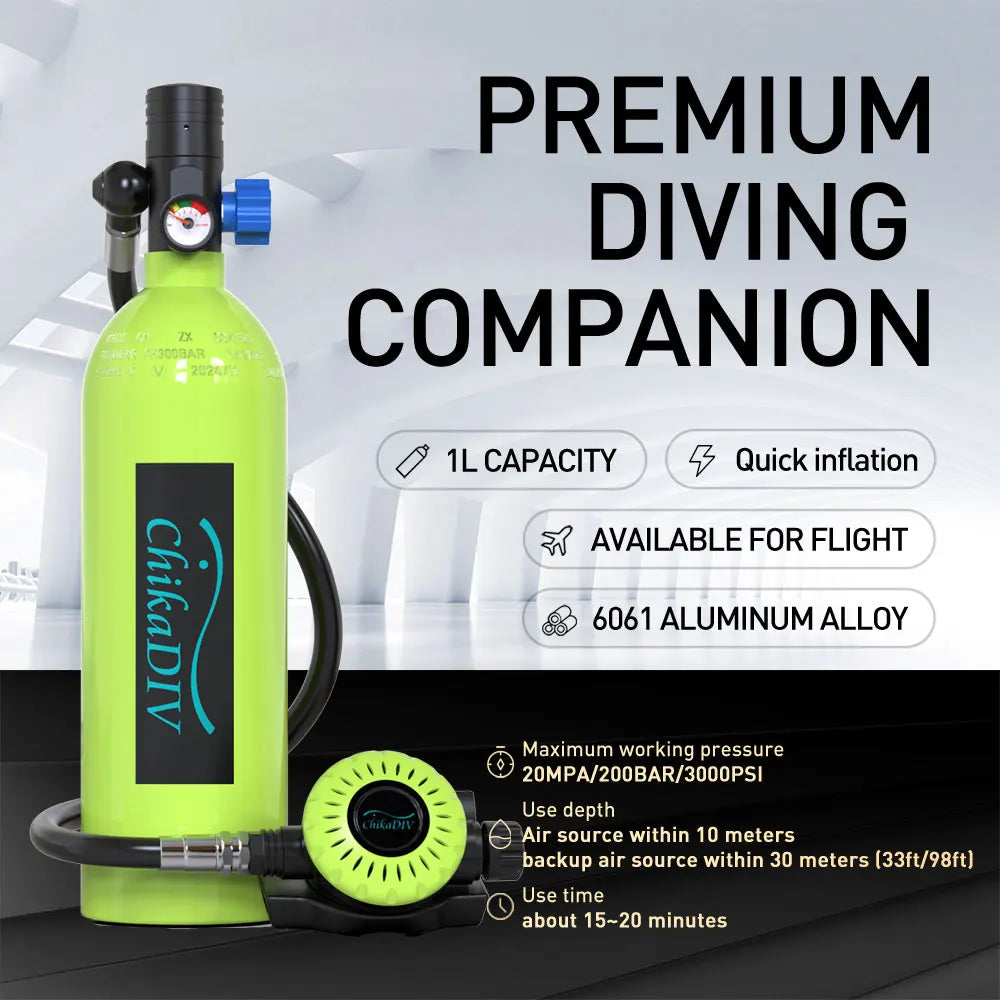 Scuba Gear Set, Mini Diving Tank, 1L Capacity With 3000 PSI.