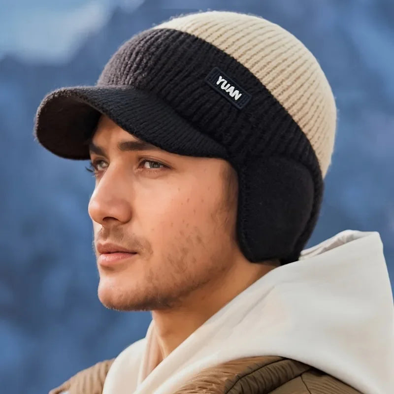 Dual-Tone Knit Baseball Cap - Outdoor Activities | Fashionable Dad Hat with Ear Protection .