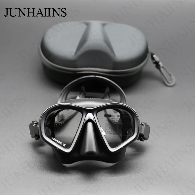 JUNHAIINS Tempered Glass - Freediving Mask - Snorkeling Set. Camera Mount.