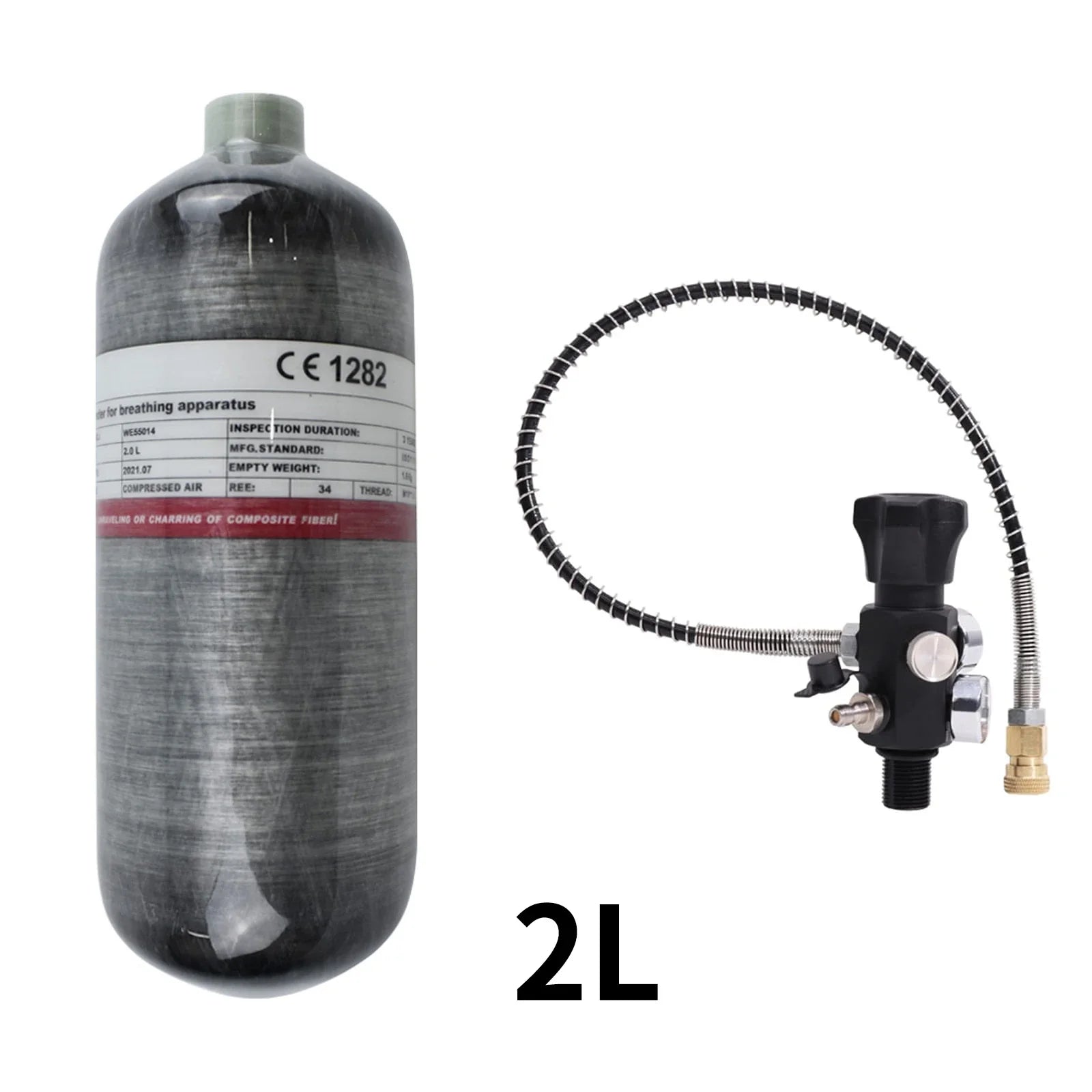 4500Psi - 300Bar - 2L Carbon Fiber Cylinder. Charging Fill Station - Regulator Valve.