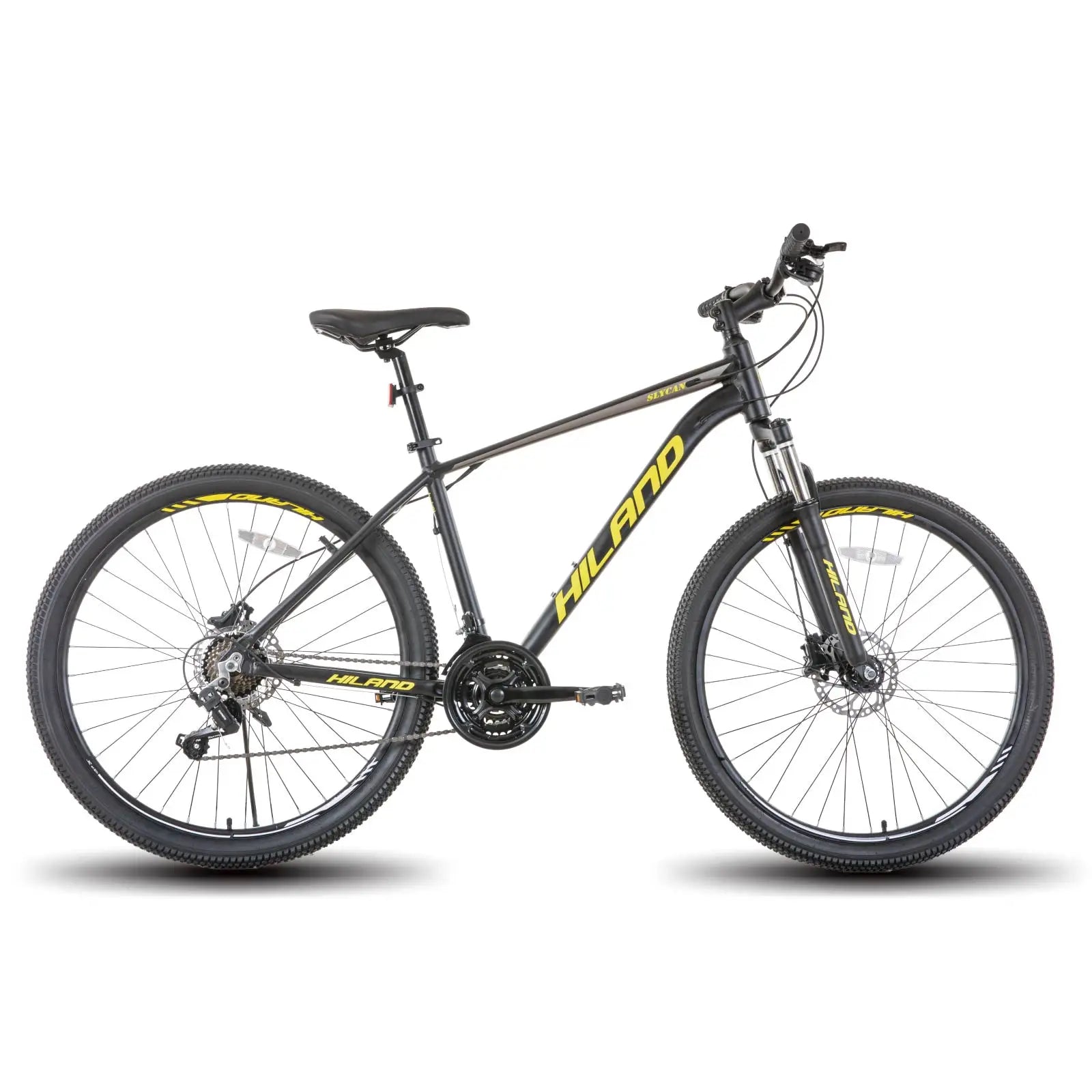 Hiland Aluminum Mountain Bike. 21 Speeds, Hydraulic Disc Brakes, Lock-Out Suspension Fork, 27.5 inch Wheel.