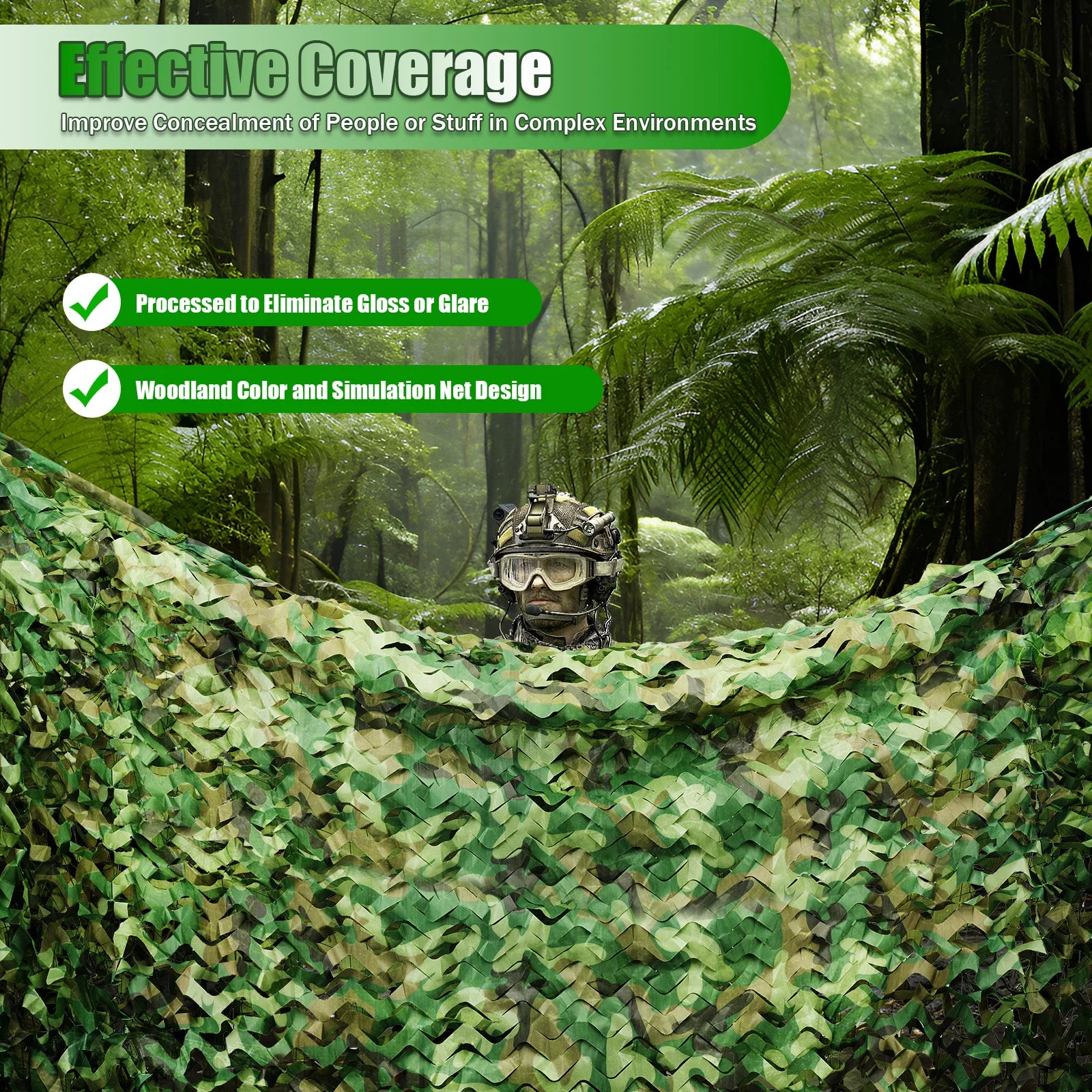 210D Oxford Polyester Nylon Camouflage Net. 8x8m For Camping, Hunting.