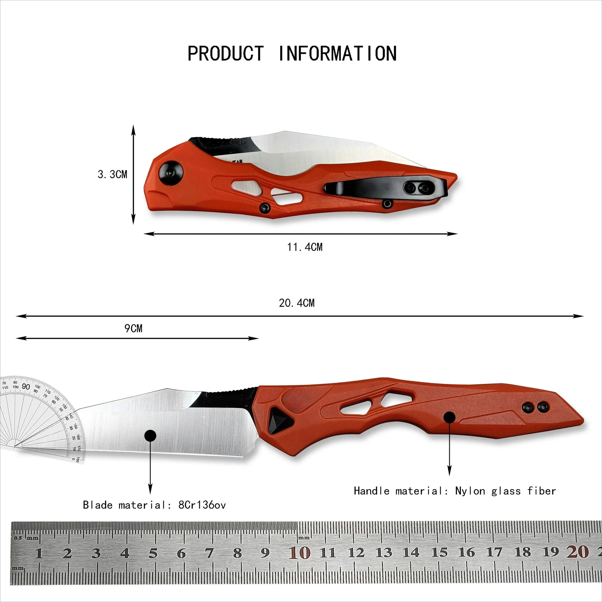 KS 7650 Folding Knife. 8Cr13Mov Blade. Nylon Fiber Handle.