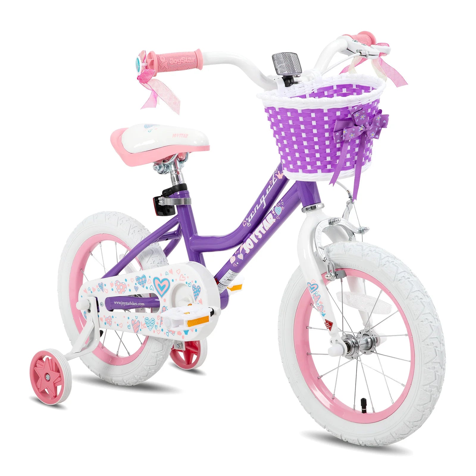 Colorful Girls Bike with Basket & Training Wheels, 12, 14, 16, 18 Inch Kids Bike - Foot Brake.