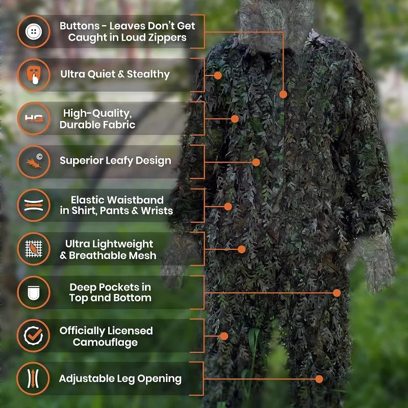 3D Leafy Camo Suit. Mossy Oak and Realtree, Hunting.