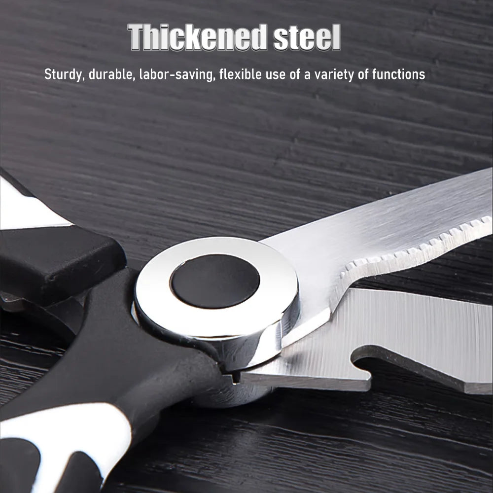 Multifunctional Kitchen Scissors. Stainless Steel, Cuts Bones, Easy Clean.