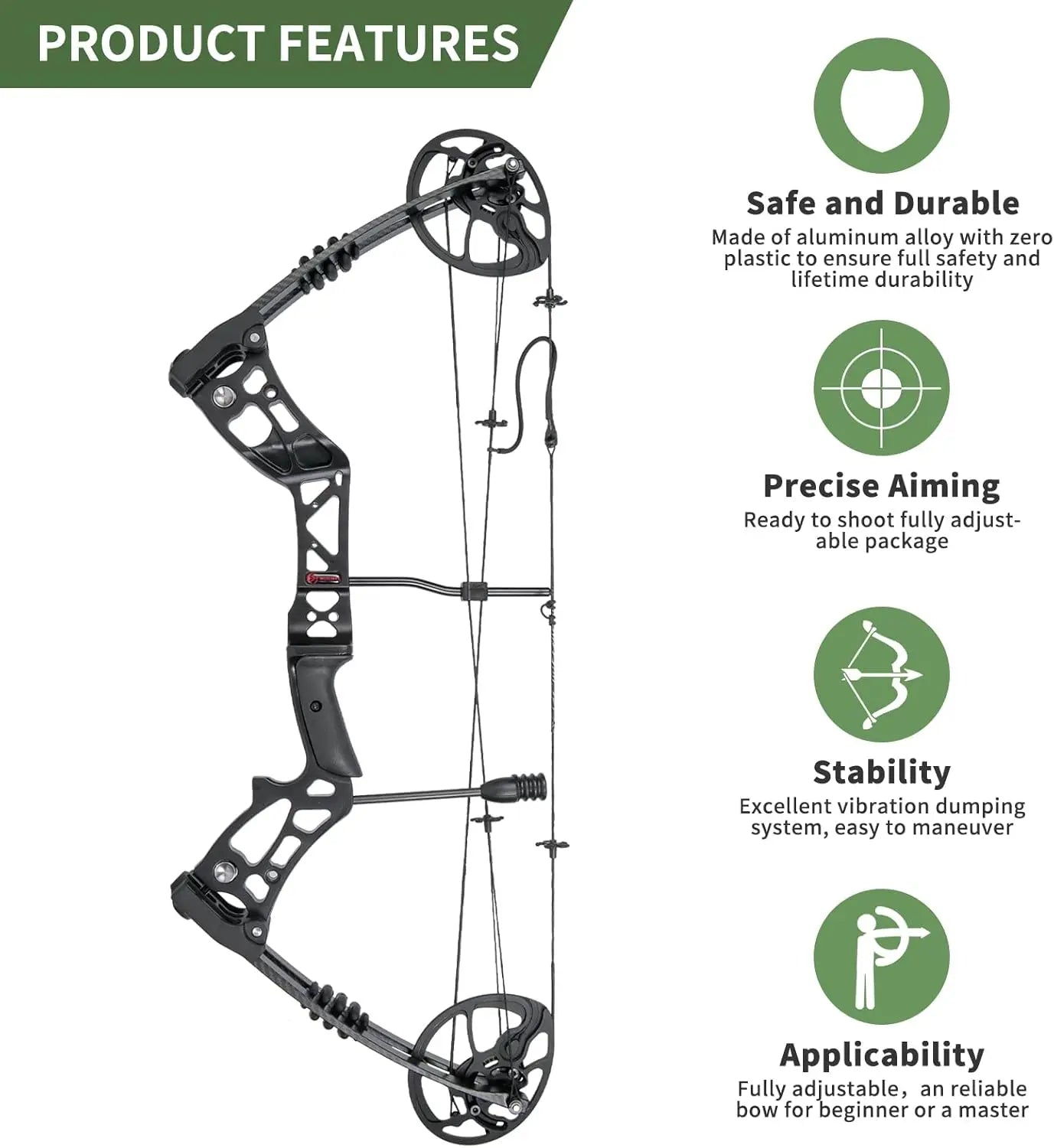 Compound Bow and Arrow Set for Adult and Beginner. Right Hand, 30-70 Lbs. Draw Weigh.