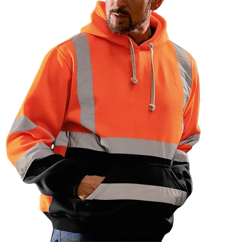 Winter Reflective Hoodie. Geometric Pattern High Visibility .