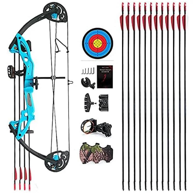 Compound Bow kit for Youth & Beginner, 15-29 Lbs 19”-28”.