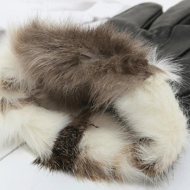 Leather Work Gloves- Winter- Windproof- Cold-resistant Motorcycle Gloves.