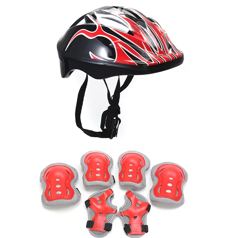 7Pcs Kids Helmet, Knee, Elbow Pad Protective Gear Set. Wrist Pads.