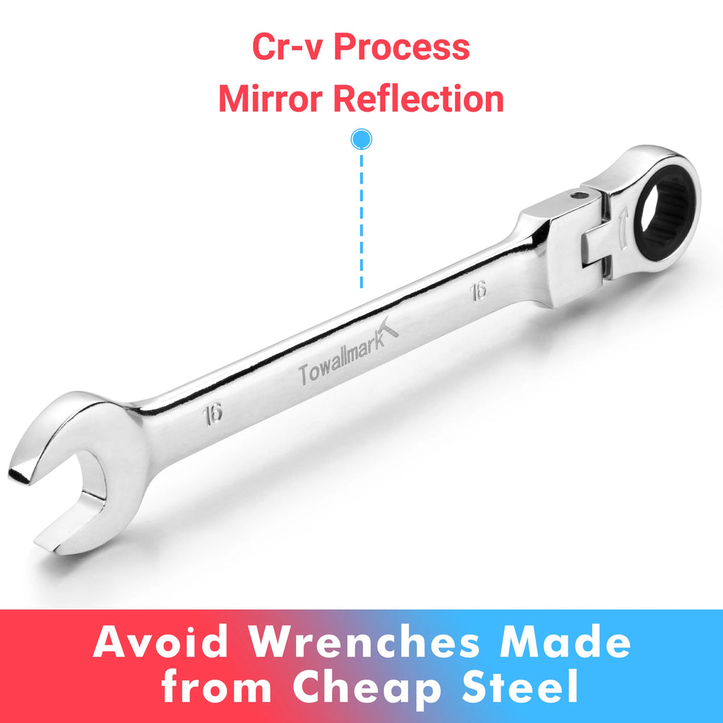 14pcs Ratcheting Wrench Set, Metric Flex Head, Combination, Cr-V Steel With Pouch.