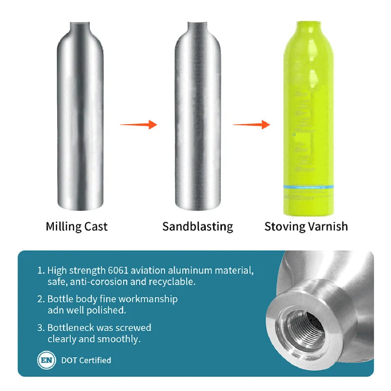 QDWETS 1L Lung Tank 15-25 Minutes Scuba Diving Tank Outdoor Oxygen Scuba Tank Mini Diving Cylinder Snorkel Mask Breathing