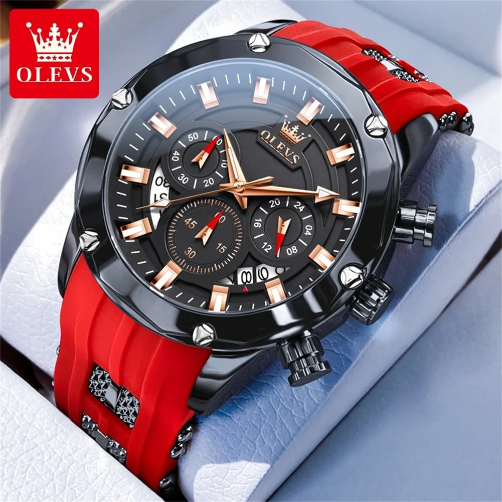 OLEVS Men's Watches. 45mm Large Dial Quartz - Waterproof - Chronograph Calendar - Luminous.
