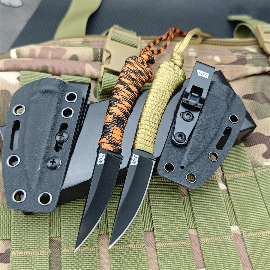 Fixed Blade Knife, Nylon Rope Handle, Nylon Sheath, Hunting, Fishing .