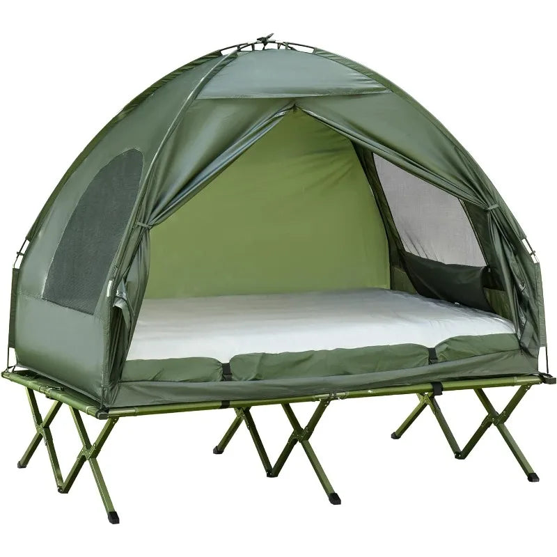 2 Person Foldable Camping Cot With Tent, Bedspread , Air Mattress.